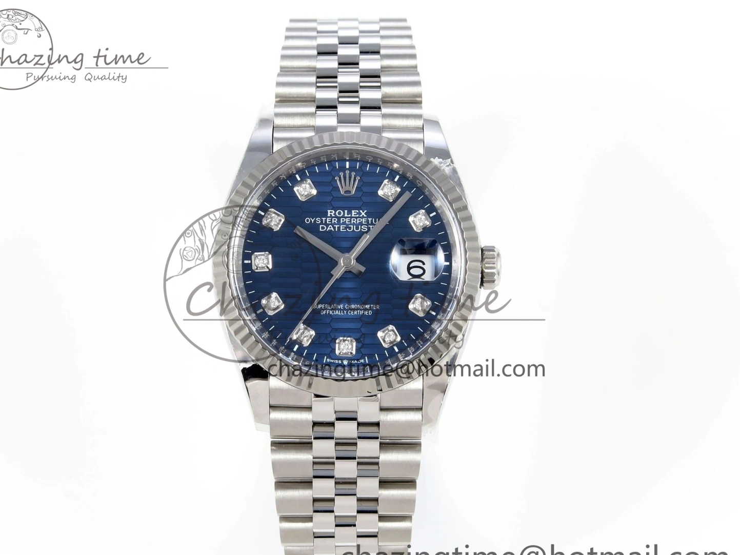 MiroTime 0424 FastDry DateJust 36 126234 Clean 1:1 Best Edition 904L Steel Blue Textured Diamonds Dial on Jubilee Bracelet VR 1967